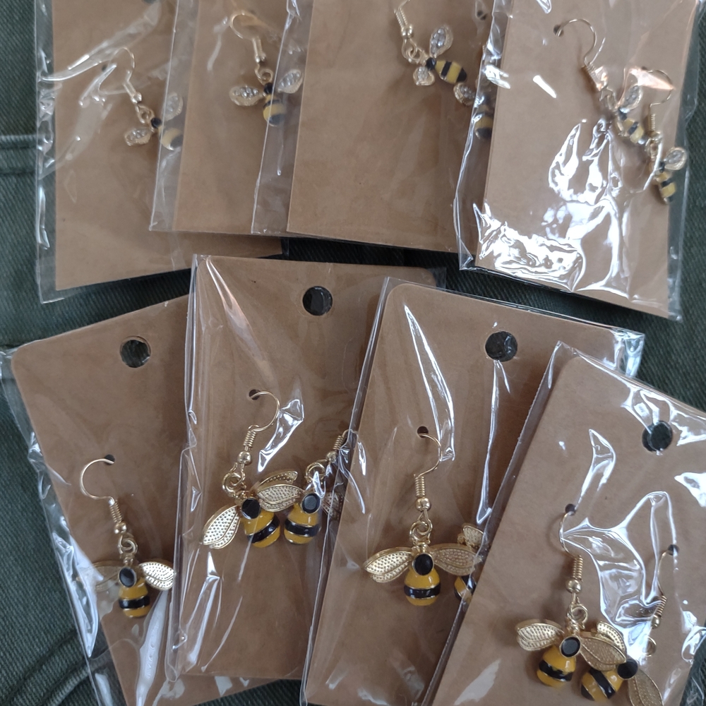 Gold and Black Bee Earrings